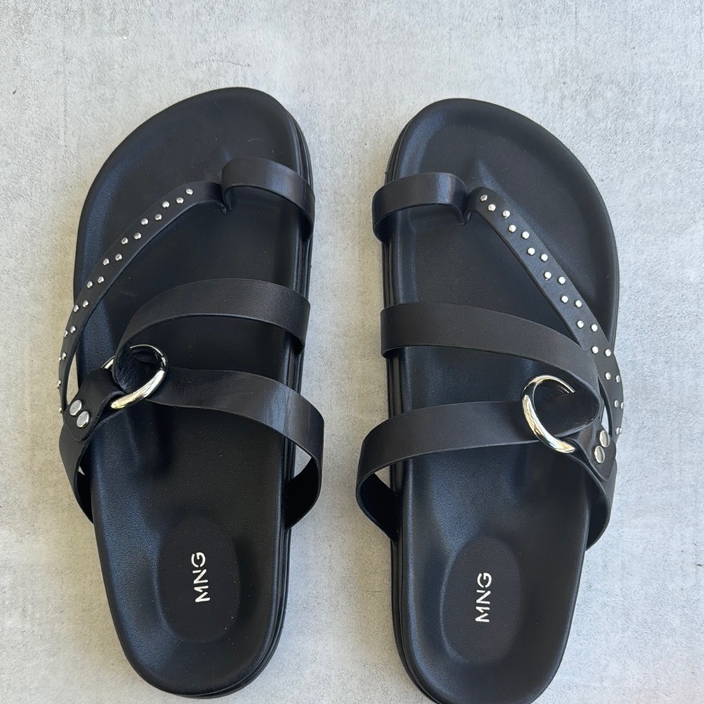 Mango Black Sandals with Double-Strap Design